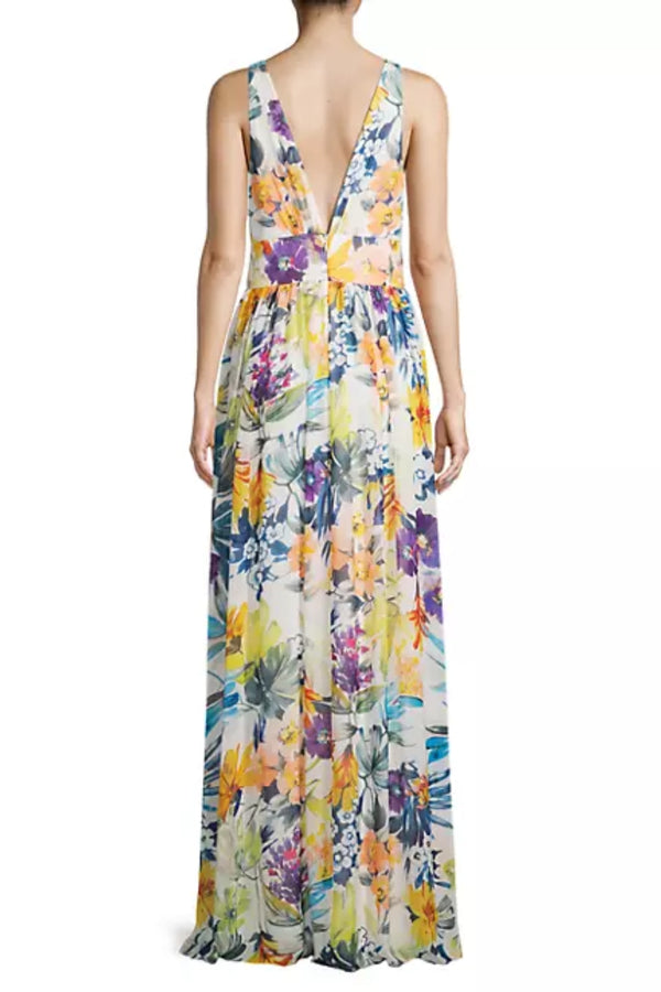 Formal Dresses Long A Line Floral Print Formal Dress Ivory Multi