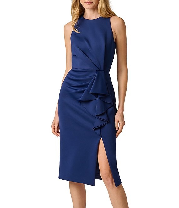 Crew/High-Neck Midi Scuba Occasion Sheath Adrianna Papell AP1D106330