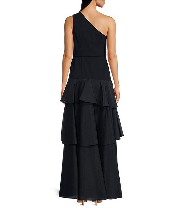 Twilight Aidan Mattox MD1E207379 One-Shoulder Long Chiffon Formal Gown Tiered Ruffles