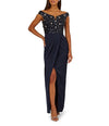 Twilight Aidan Mattox MD1E209365 Off Shoulder Long Sequin Crepe Formal Slit Gown