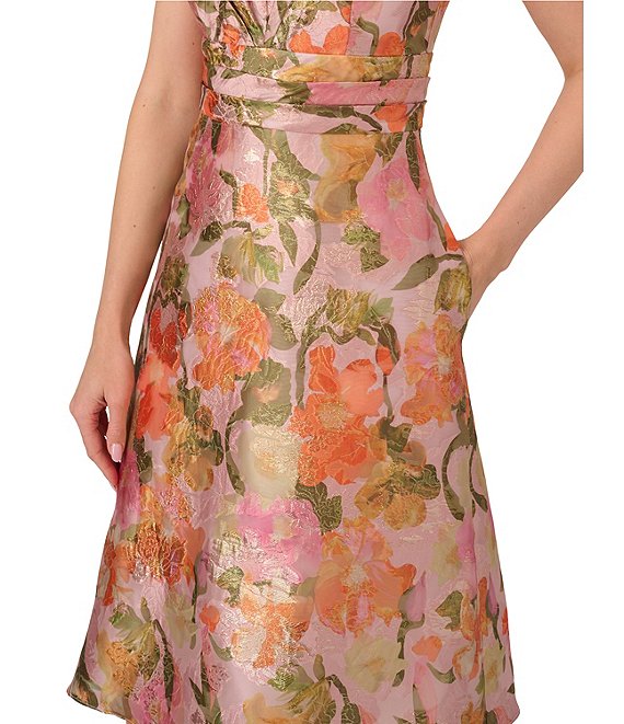 V-Neck Floor-Length Organza Occasion A-Line Adrianna Papell AP1E211911