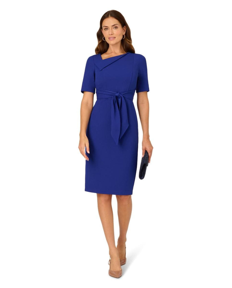 Crew/High-Neck Knee-Length Scuba Formal Sheath Adrianna Papell AP1D106277