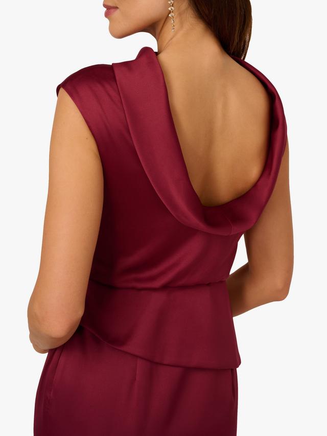 High Neck Sleeveless Satin Evening Gown by Adrianna Papell AP1E212258 in Crimson Haze