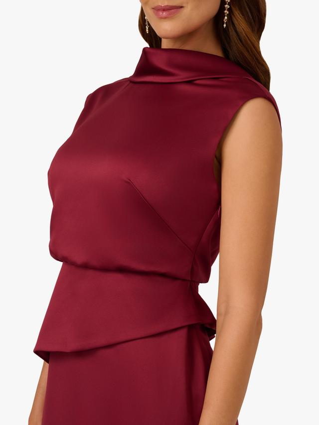 High Neck Sleeveless Satin Evening Gown by Adrianna Papell AP1E212258 in Crimson Haze
