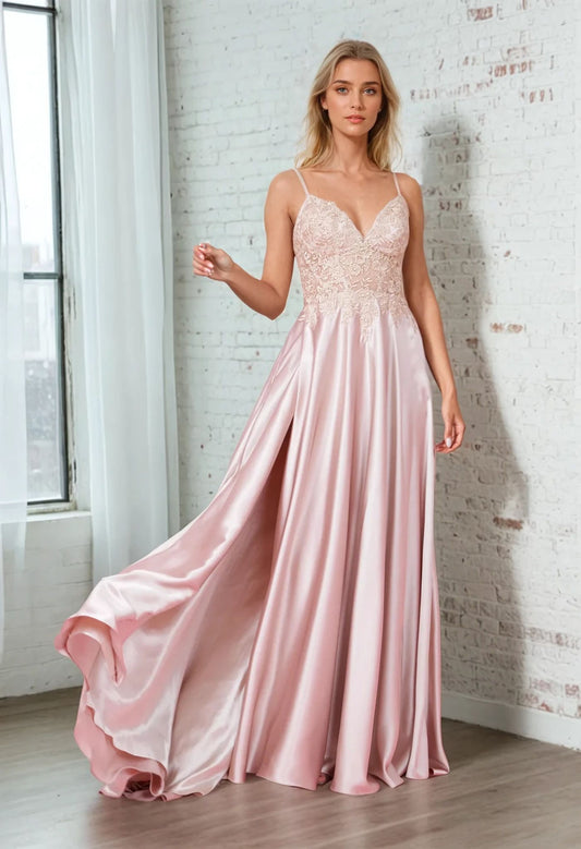Long Chiffon Lace Illusion Formal Prom  Dress Wholesale