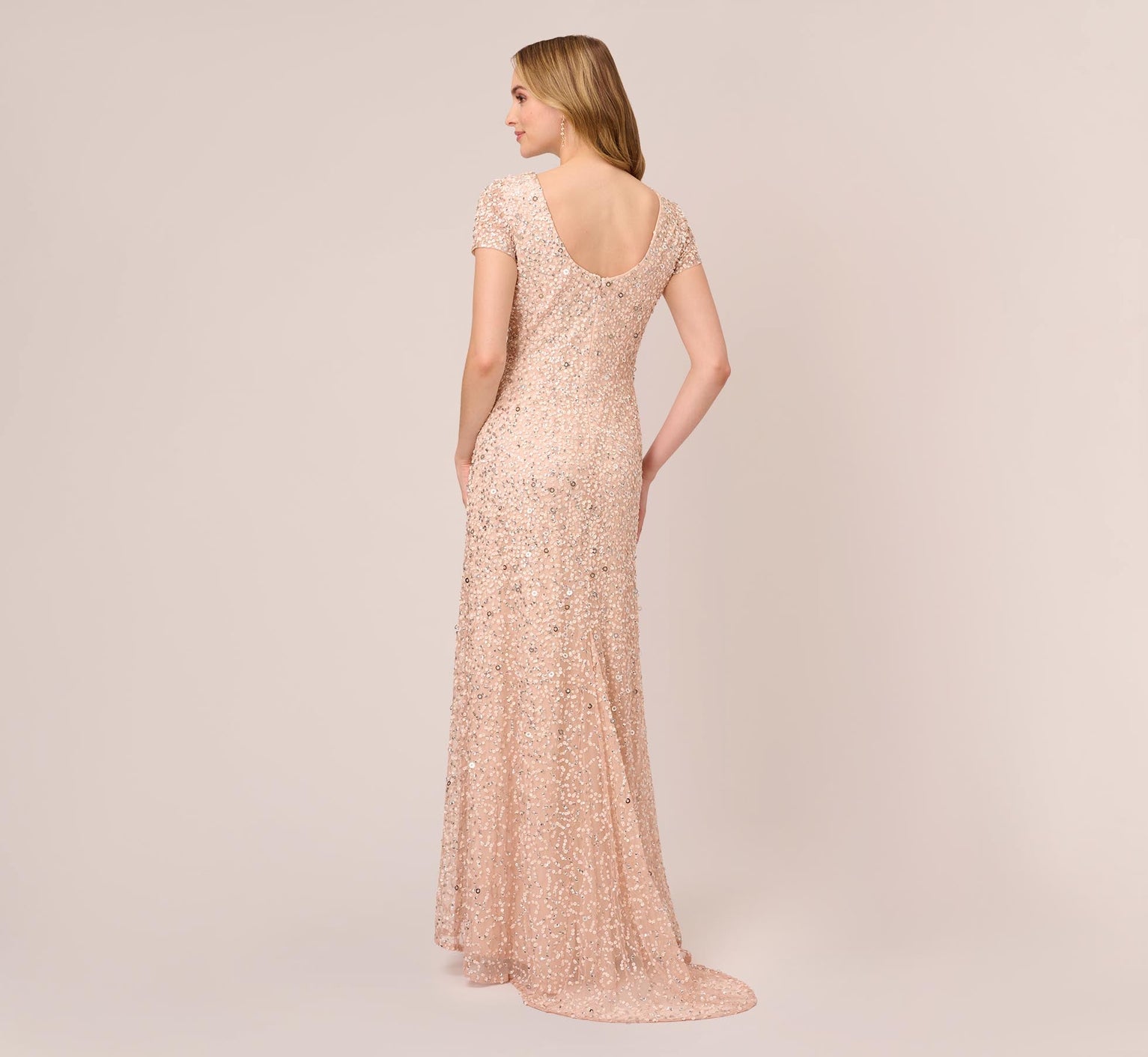 Jewel Neck Floor-Length Sequin Formal Sheath Gown Adrianna Papell 091874600