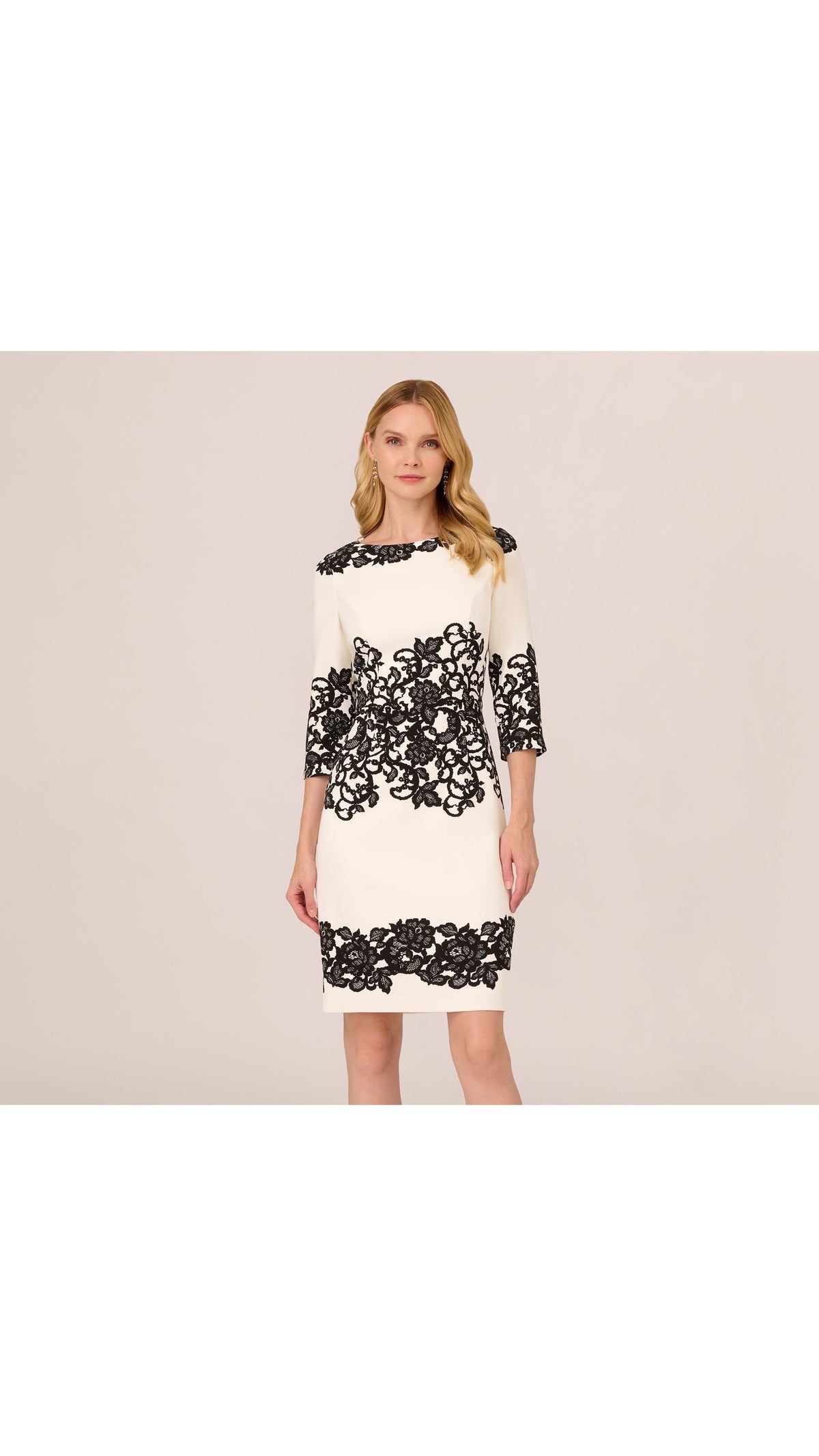 Plus Size Scroll Lace Midi Dress Adrianna Papell 105223 Wholesale