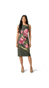 Asymmetrical Floral Print Stretch Crepe Midi Dress Adrianna Papell 106618 Wholesale