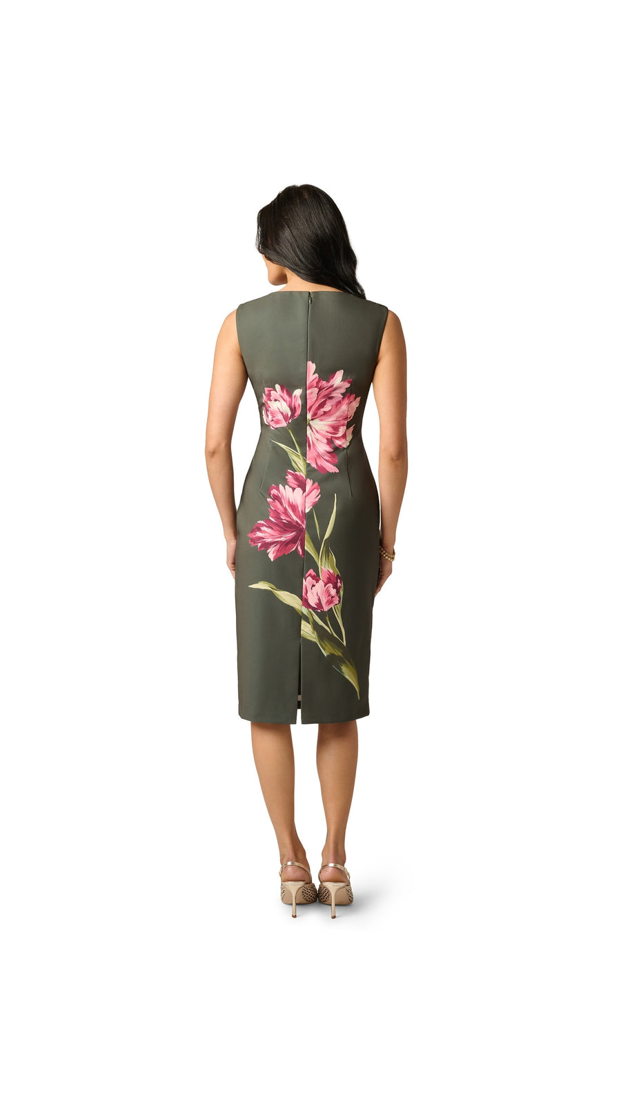 Asymmetrical Floral Print Stretch Crepe Midi Dress Adrianna Papell 106618 Wholesale