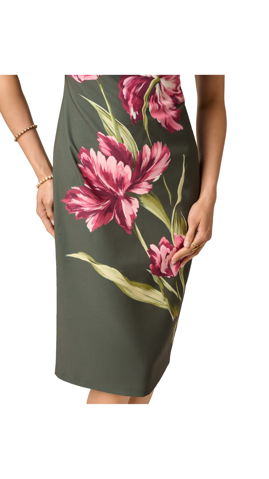 Asymmetrical Floral Print Stretch Crepe Midi Dress Adrianna Papell 106618 Wholesale