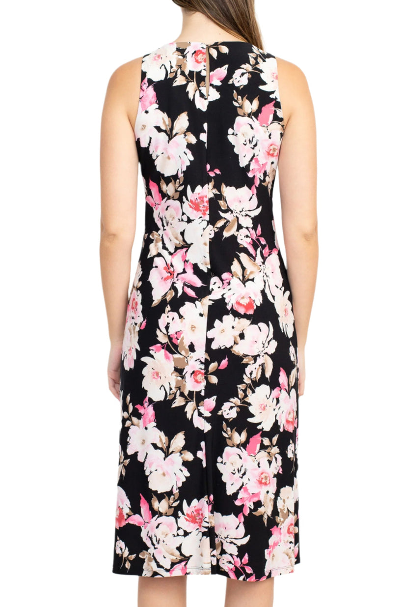 Cocktail Dresses A Line Pirnted Floral Cocktail Midi Dress Tutu Pink Combo