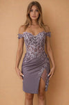 Cocktail Dresses Short Off Shoulder Formal Cocktail Dress Violet 