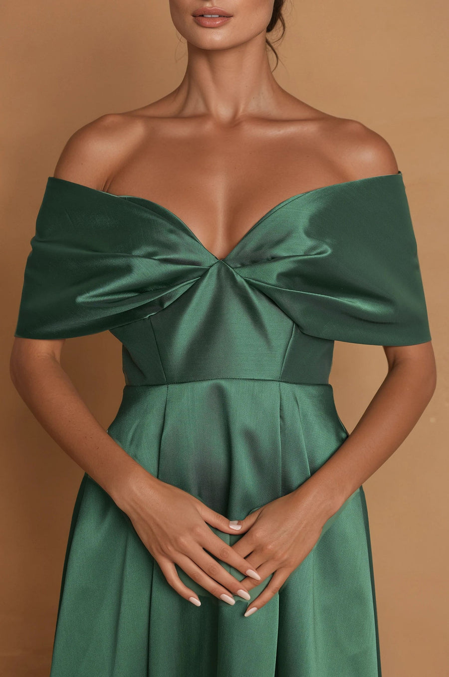 Cocktail Dresses Midi Formal Cocktail Dress Off Shoulder Sleeves Emerlad Green
