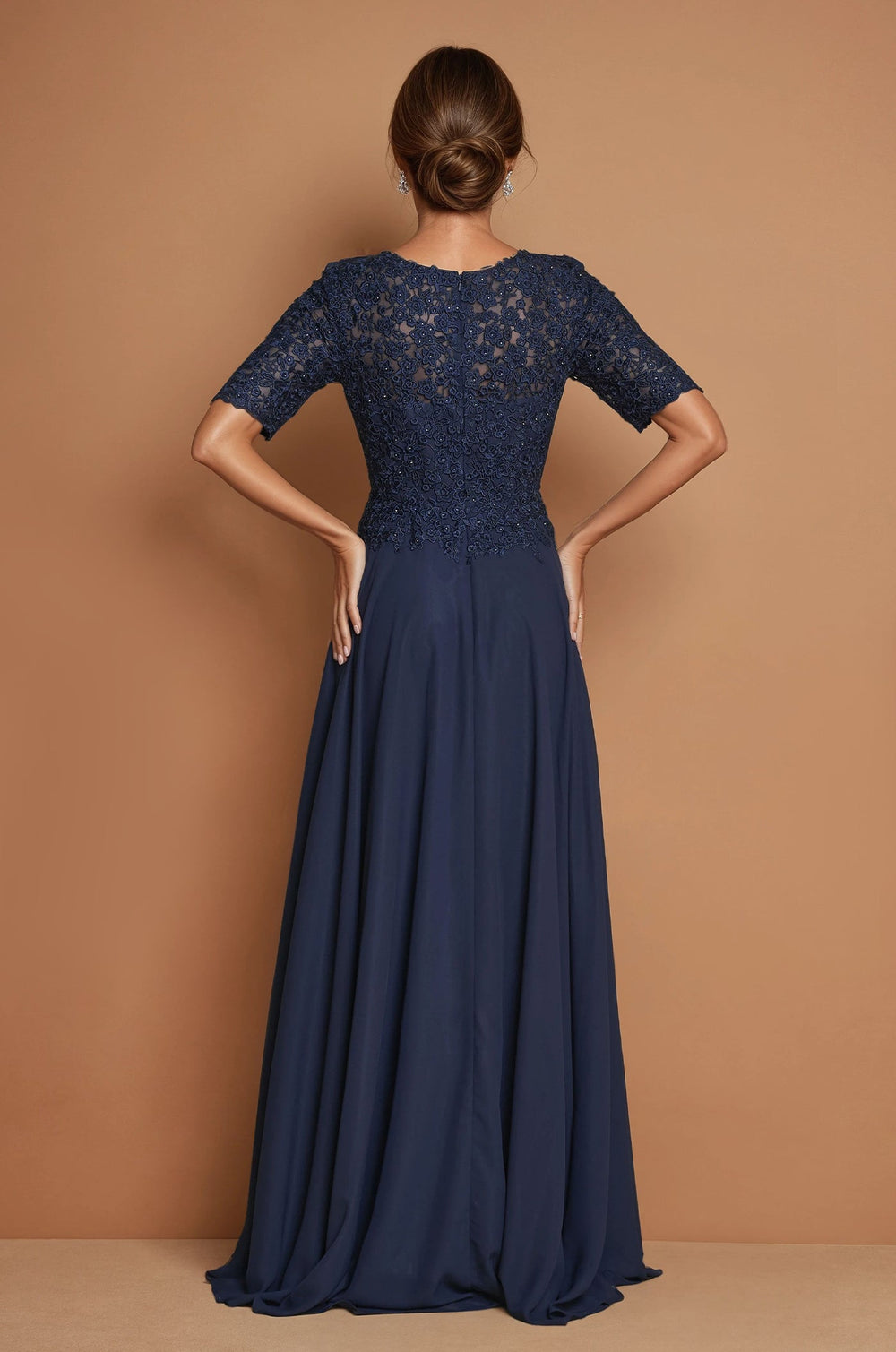 Mother of the Bride Dresses Short Sleeve Lace Mother Of The Bride Dress Navy