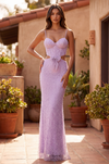 Long Beaded Side Cut Out with Bow Prom Dress Wholesale