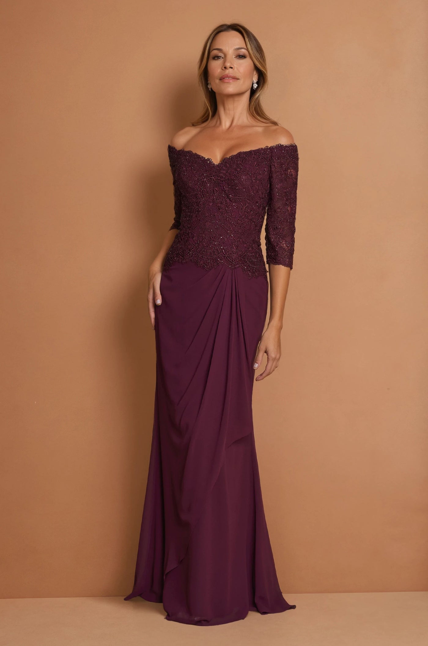 Mother of the Bride Dresses Long Sleeve Lace Mother Of The Bride Dress Burgundy