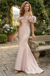 Ruffled Sleeve Long Formal Evening Dress Wholesale