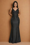 Long V Neck Metalic Formal Dress Wholesale
