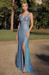 Long V Neck Metalic Formal Dress Wholesale