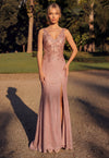 Long V Neck Metalic Formal Dress Wholesale