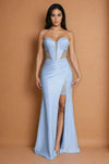 Prom Dresses Long Sexy Corset Prom Dress With Slit  Paris Blue