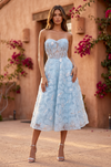 Strapless Formal A Line Floral Lace Midi Cocktail Dress