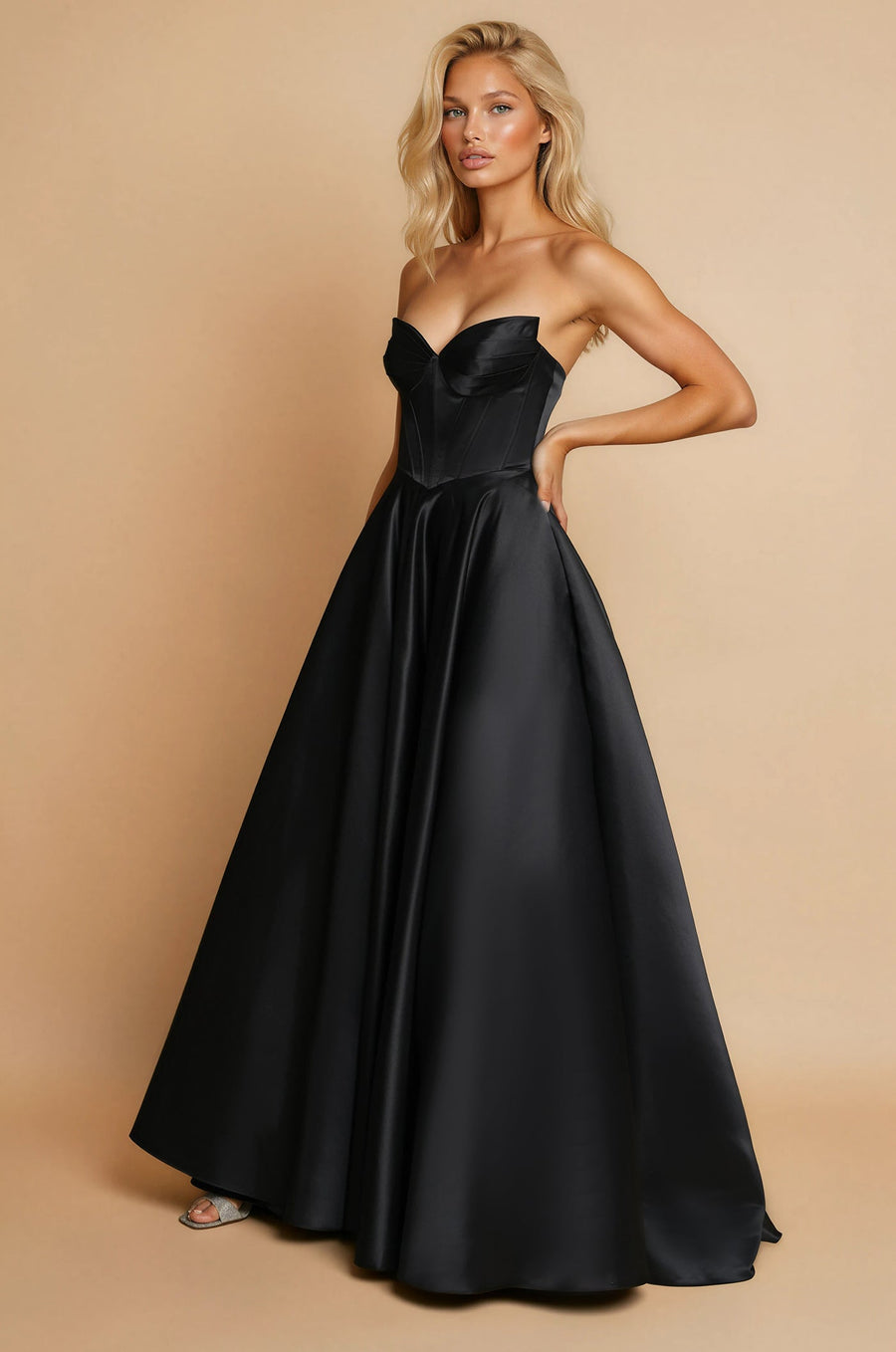 Prom Dresses Long Corset Prom Formal Ball Gown Black