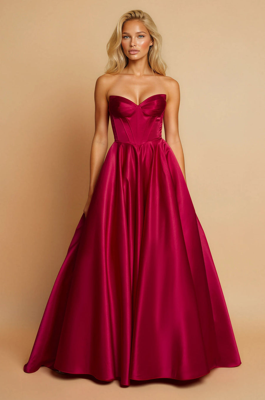 Prom Dresses Long Corset Prom Formal Ball Gown Burgundy