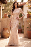 Long Sleeve Formal Feather Sequins Evening Dress Wholesale