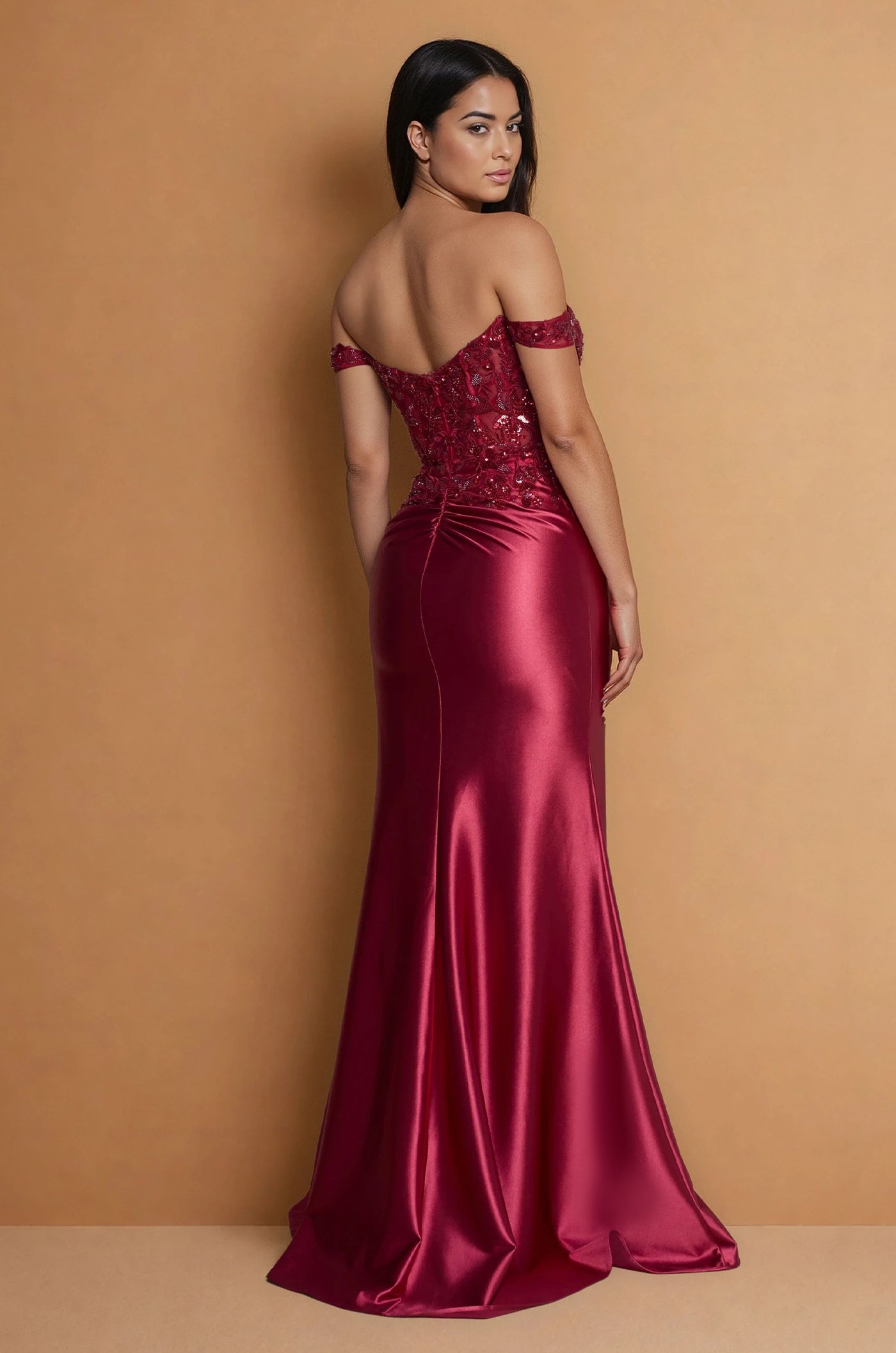 Formal Dresses Off Shoulder Corset Formal Evening Dress Burgundy