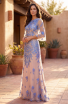 Long Floral Lace Formal Flutter Sleeve Evening Dress Wholesale