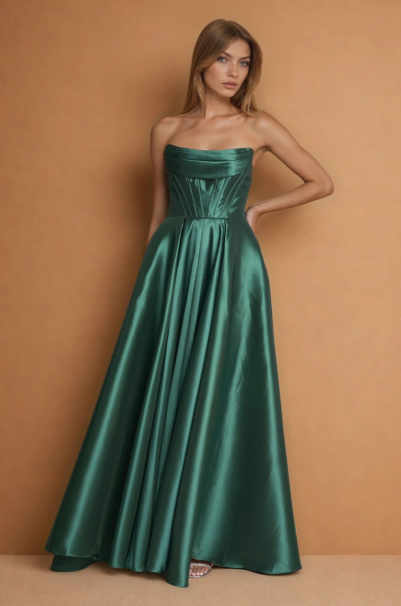 Formal Dresses Classic Long Mikado Corset Formal Ball Gown  Emerlad Green