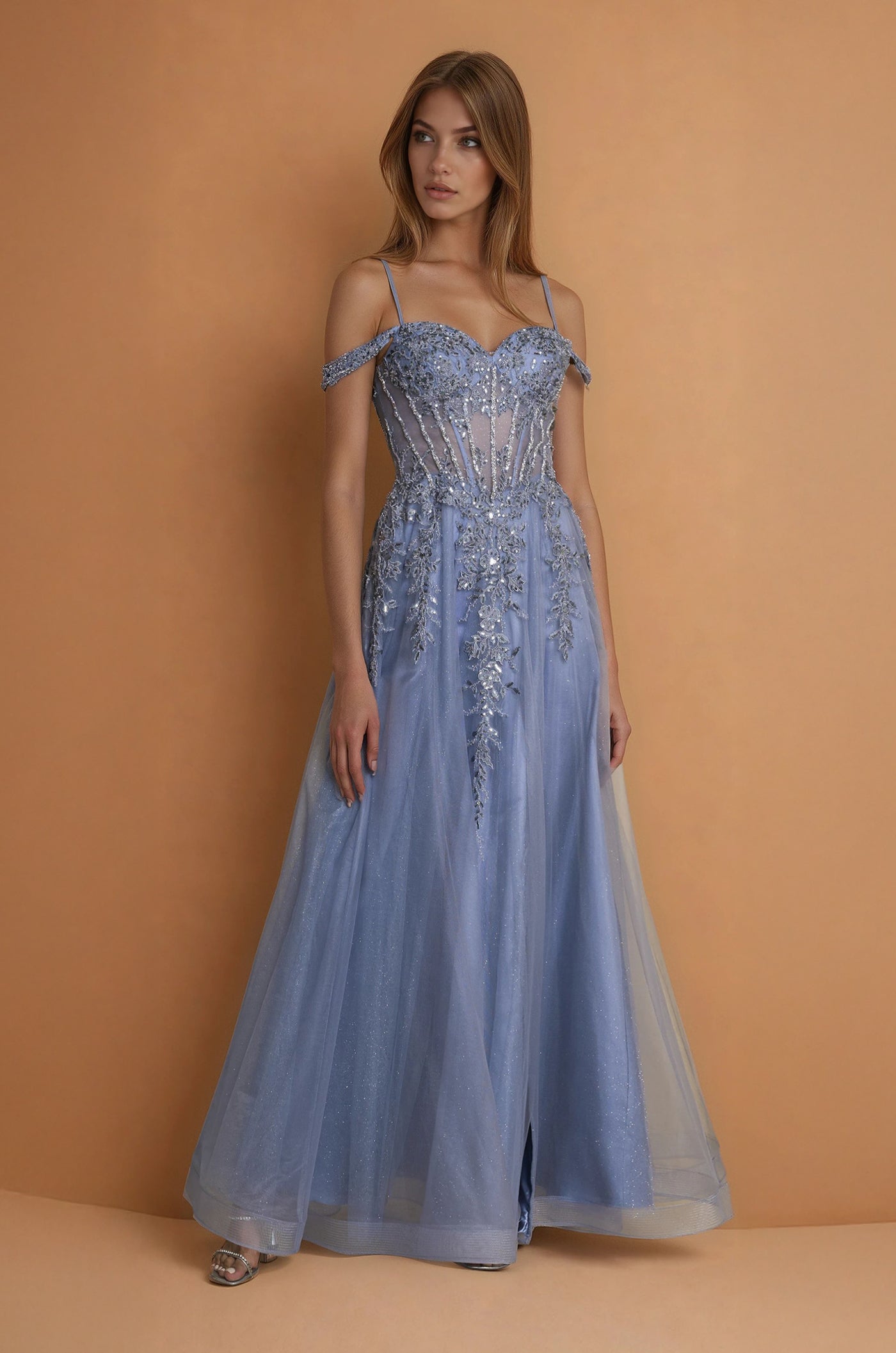 Prom Dresses Long Prom Formal Corset Gown  Periwinkle