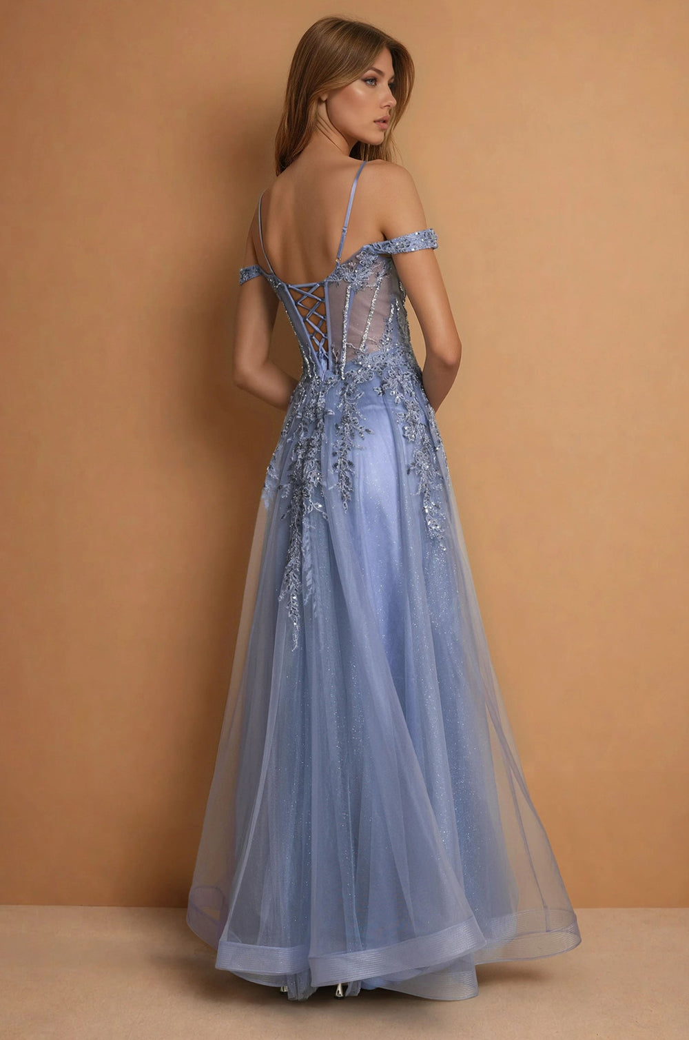 Prom Dresses Long Prom Formal Corset Gown  Periwinkle