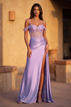 Long Corset Prom Dresss with Beaded Drape Slit Wholesale