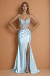 Prom Dresses Long Corset Sexy Prom Dress Paris Blue