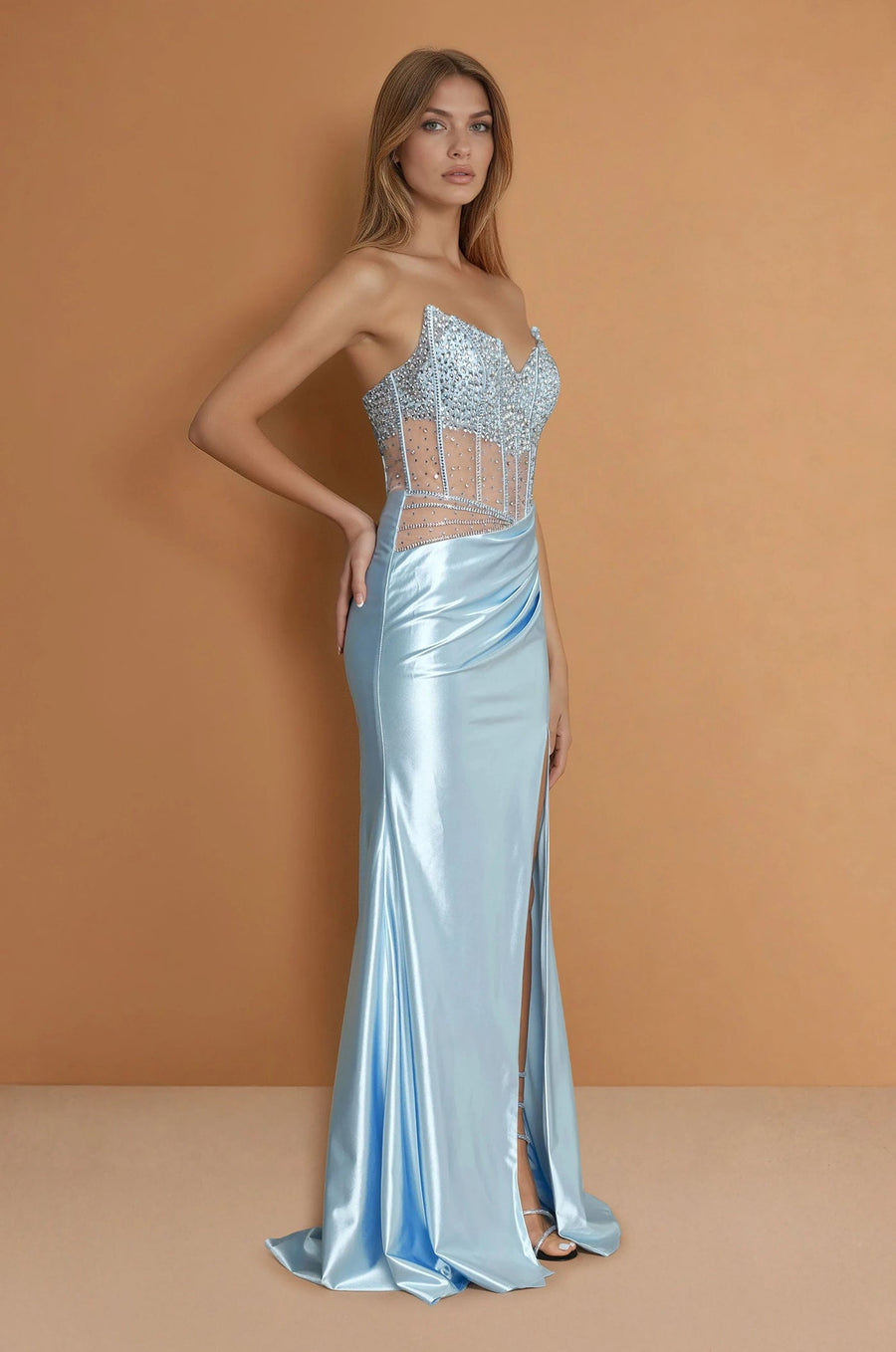 Prom Dresses Long Corset Sexy Prom Dress Paris Blue