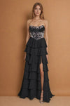 Formal Dresses Corset Lepord Print Formal Party Dress Black