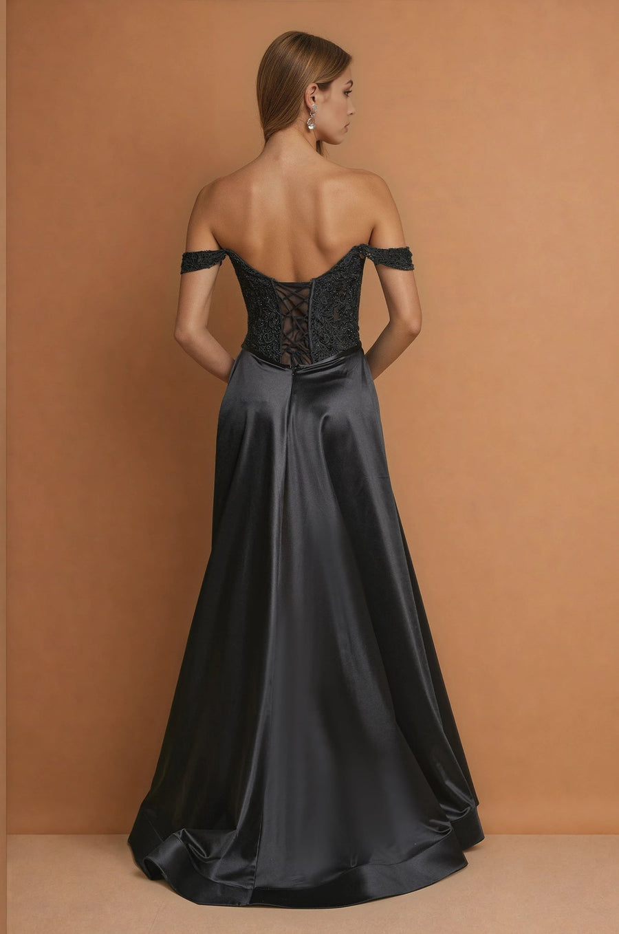 Formal Dresses Corset Off Shoulder Formal Evening Gown  Black