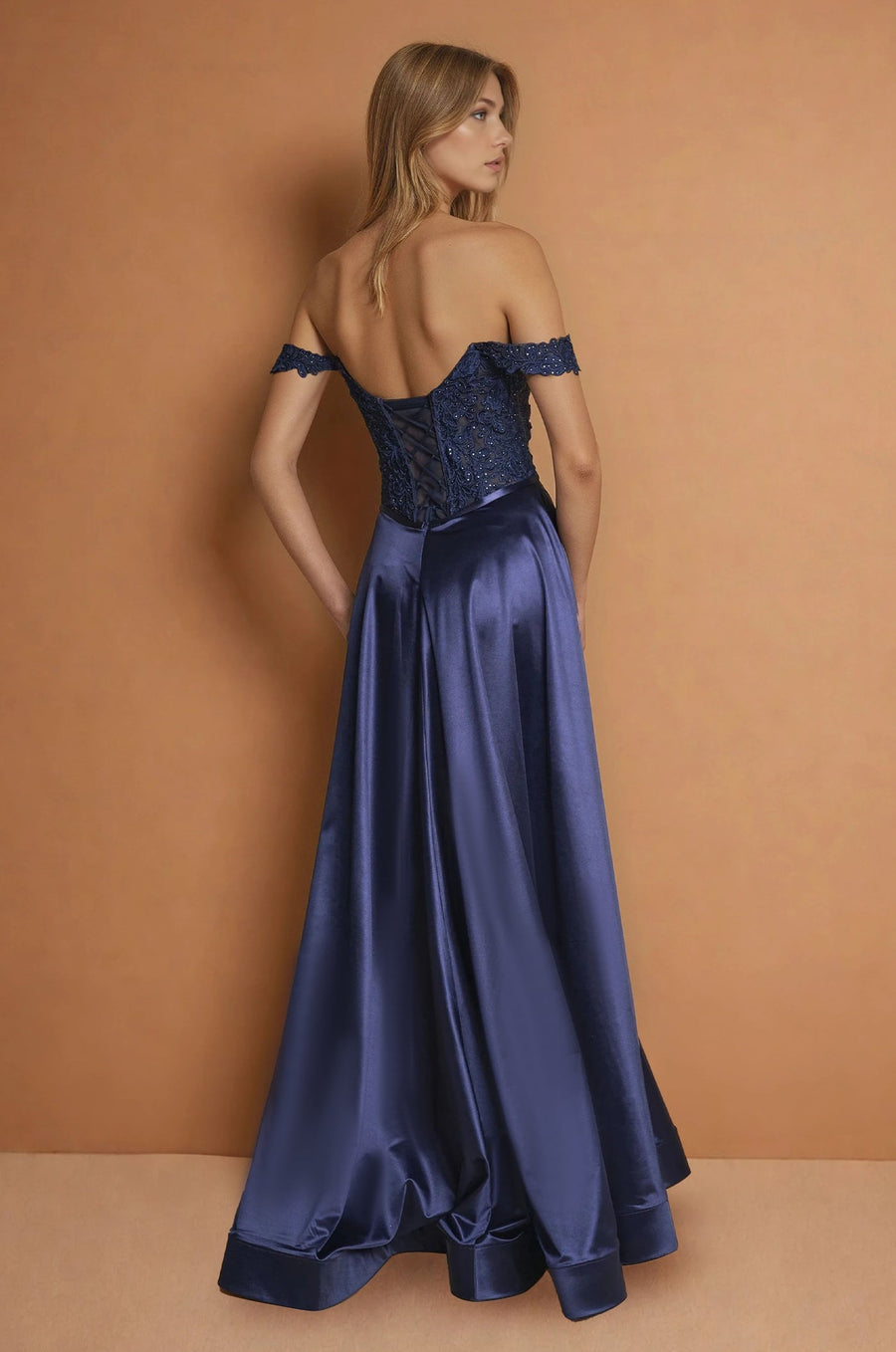 Formal Dresses Corset Off Shoulder Formal Evening Gown  Navy