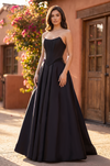 Long Strapless Satin A Line High Slit Pocket Wedding Dress Wholesale