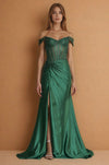 Prom Dresses Strapless Fitted Hot Fix Corset Prom Dress Emerlad Green