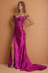 Prom Dresses Strapless Fitted Hot Fix Corset Prom Dress Hot Pink