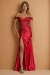 Prom Dresses Strapless Fitted Hot Fix Corset Prom Dress Red