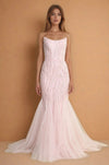 Prom Dresses Long Mermaid Beaded Formal Evening Dress Blush