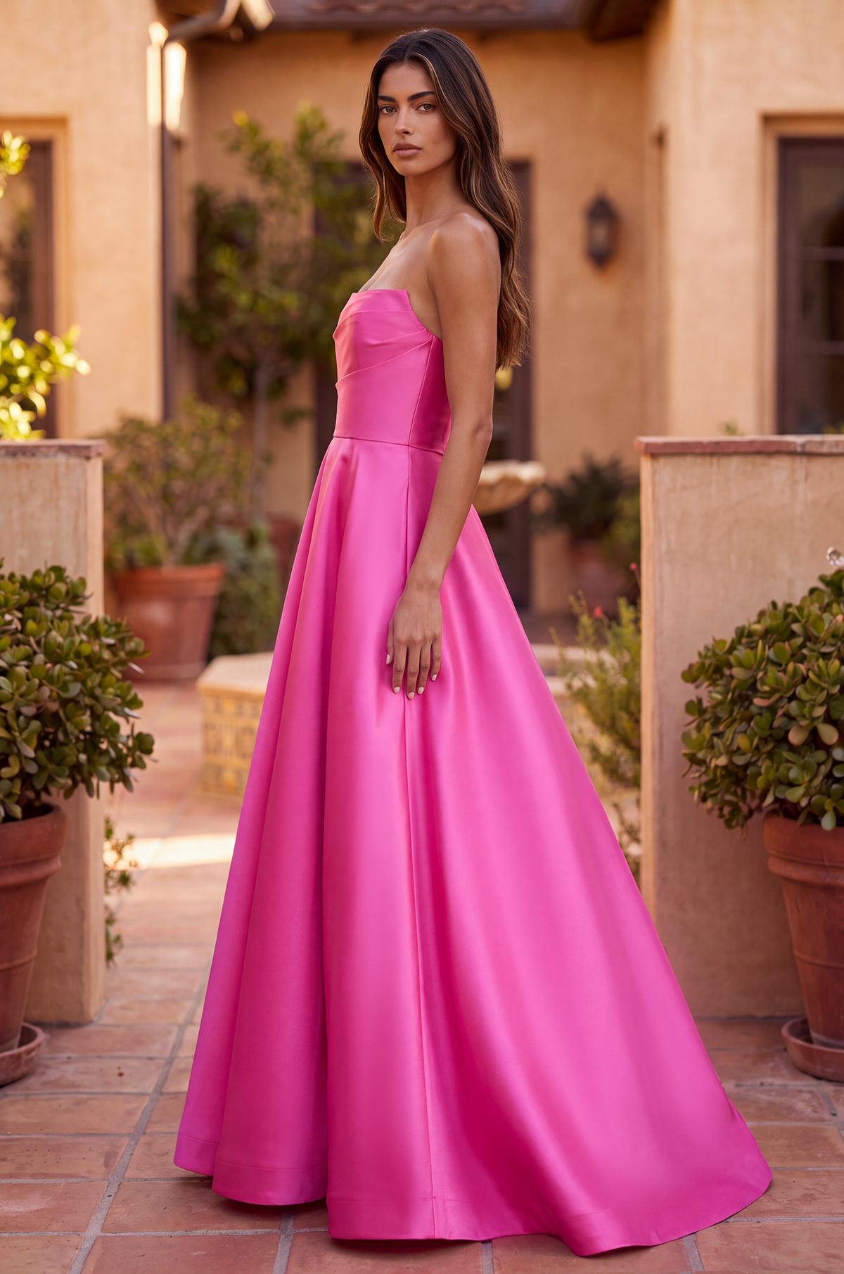Long Corset Formal Pleated Prom Ball Gown Wholesale