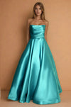 Prom Dresses Long Corset Formal Pleated Prom Ball Gown Teal