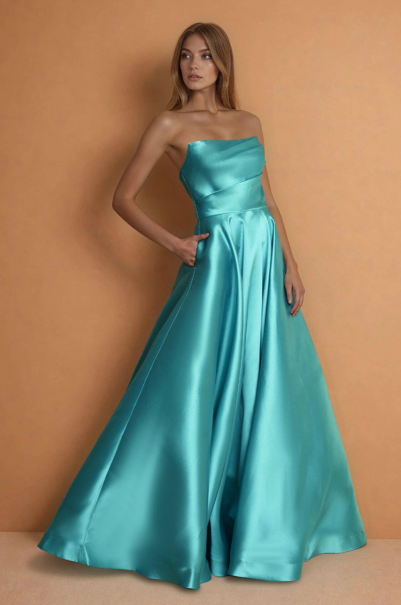 Prom Dresses Long Corset Formal Pleated Prom Ball Gown Teal