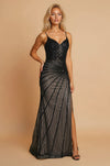 Prom Dresses Fitted Long Formal Sequin Prom Dress Black / Nude