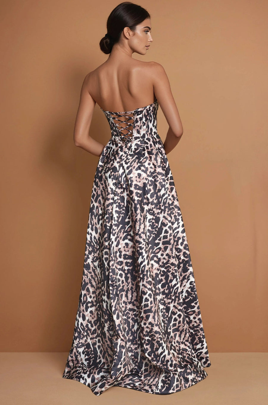 Formal Dresses Long Corset Lepord Print Ball Gown  Print